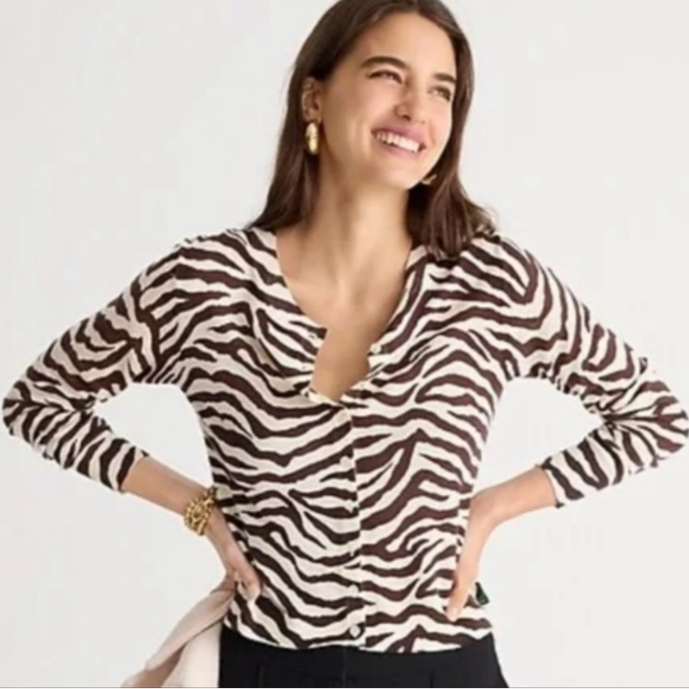 NWT J . Crew Merino Wool Zebra Sweater,  XXS